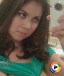 Watch as busty babe Mai Ly shows off her big tits in her selfshot mirror video
