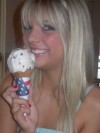 Jana shows off her oral skills with her ice cream cone